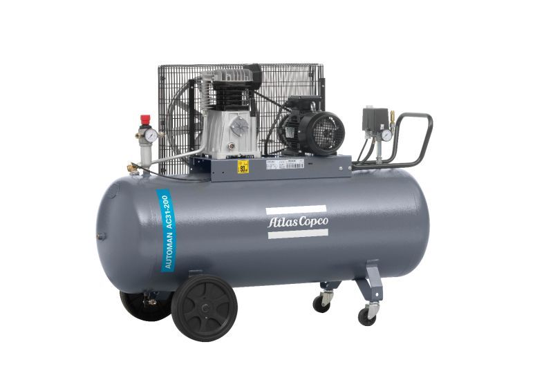 Piston compressor AC31 2.2kW oil-lubricated belt driven Automan series 200L tank 10 bar 230V 50Hz